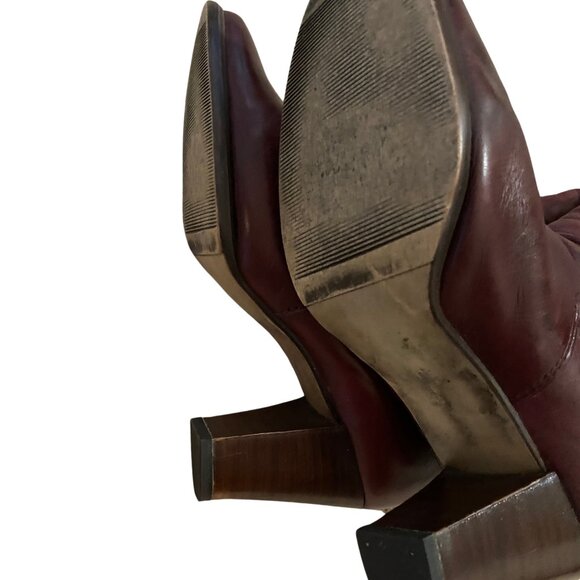 Vintag Leather Knee High Boots Burgandy - Picture 5 of 5